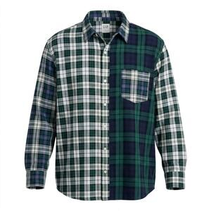 Gap The Easy Shirt Green Navy Mixed Plaid Button Shirt Men Size XXL